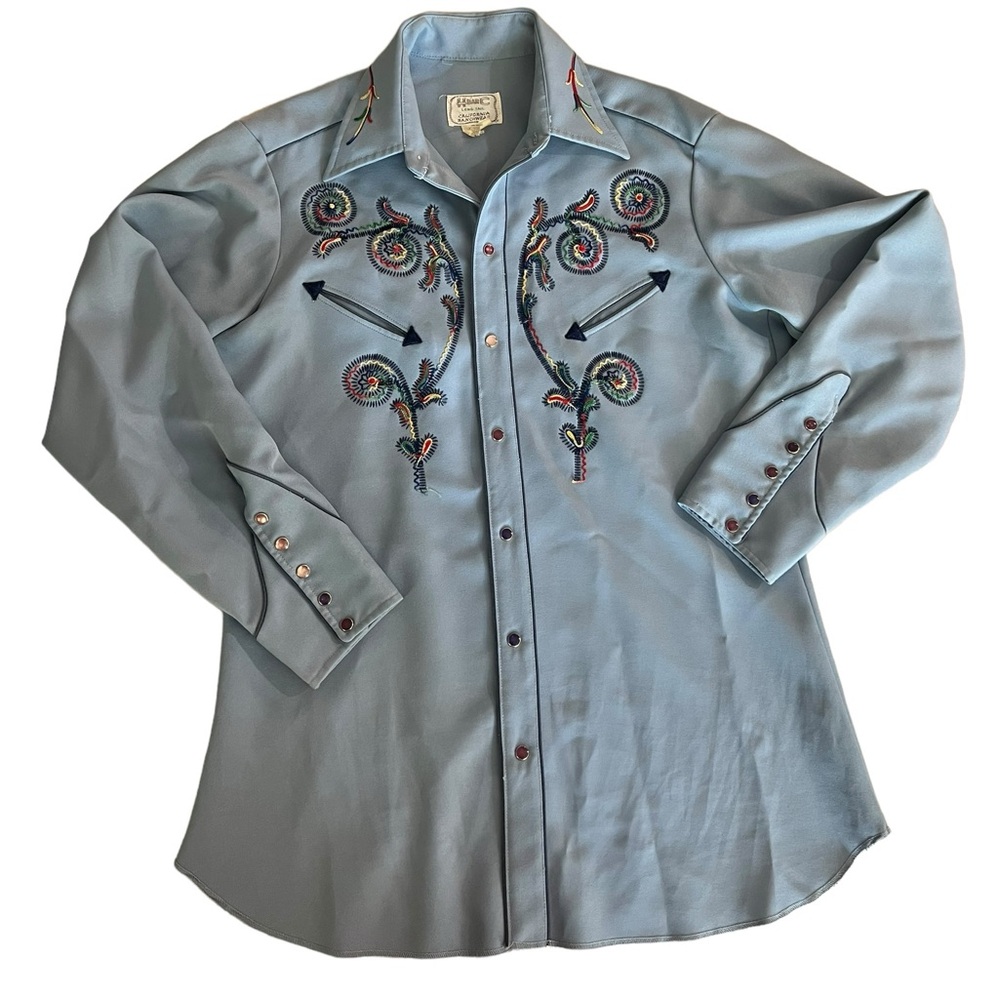 Embroidered Light Blue Button Down Shirt
